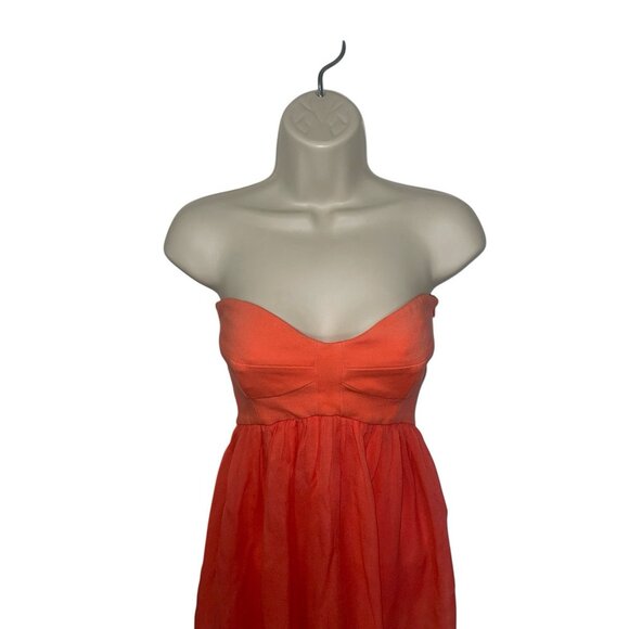 DVF DIANE VON FURSTENBURG Asti Short Strapless Silk Dress Firework Coral Size 4 - Picture 3 of 14